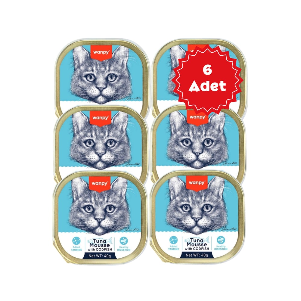  Wanpy Alutray Ezme Ton ve Morina Balıklı Kedi Konservesi 40grX6 Adet