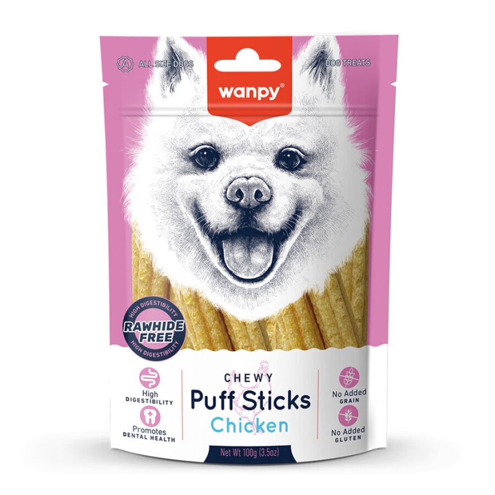  Wanpy Chewy Puff Sticks Tahılsız Tavuklu Köpek Ödül Maması 100gr