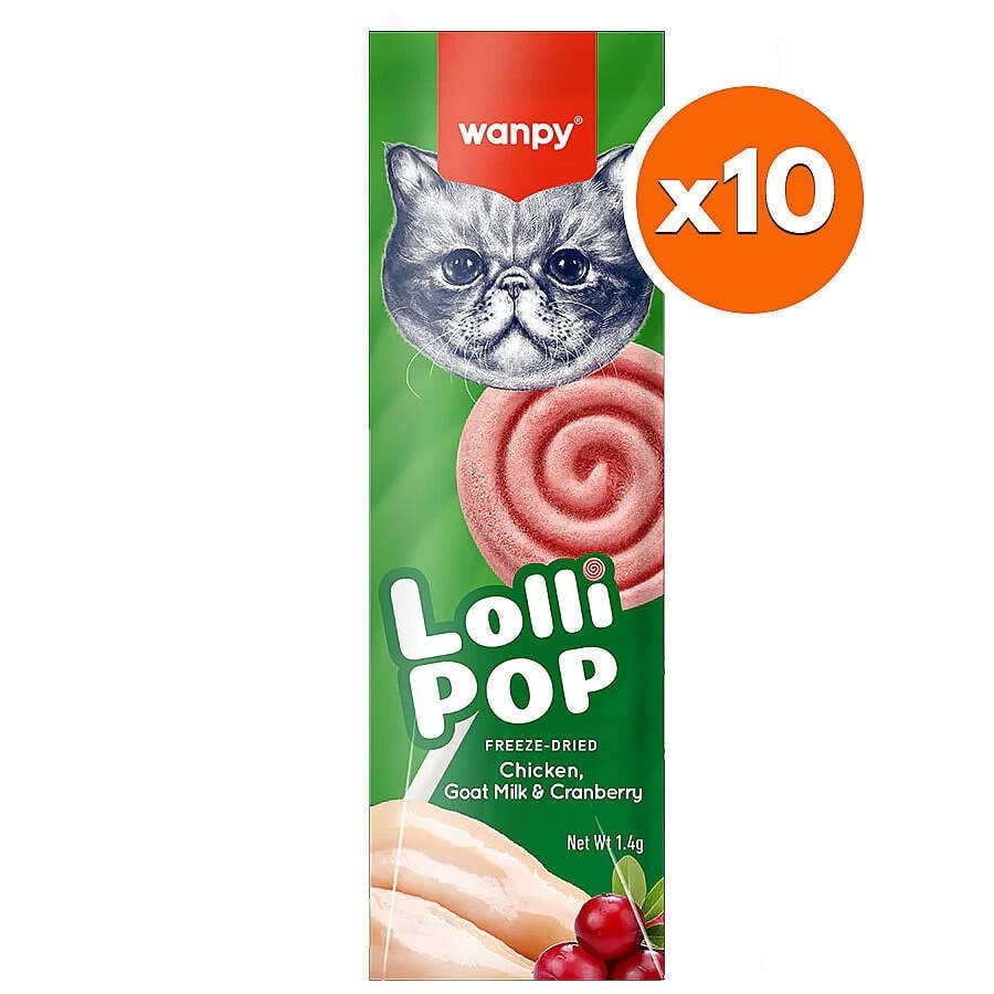  WANPY KEDİLER İÇİN DONDURULARAK KURUTULMUŞ LOLİPOP - KIZILCIK1.4 G*10'LU