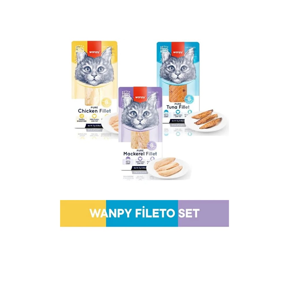  Wanpy Pure Karışık Set Fileto Kedi Ödülü 25gr x 3 Adet