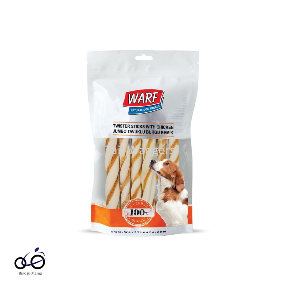 Warf Jumbo Boy Tavuklu Burgu Şekilli Köpek Ödül Çubuğu 6'lı 240gr