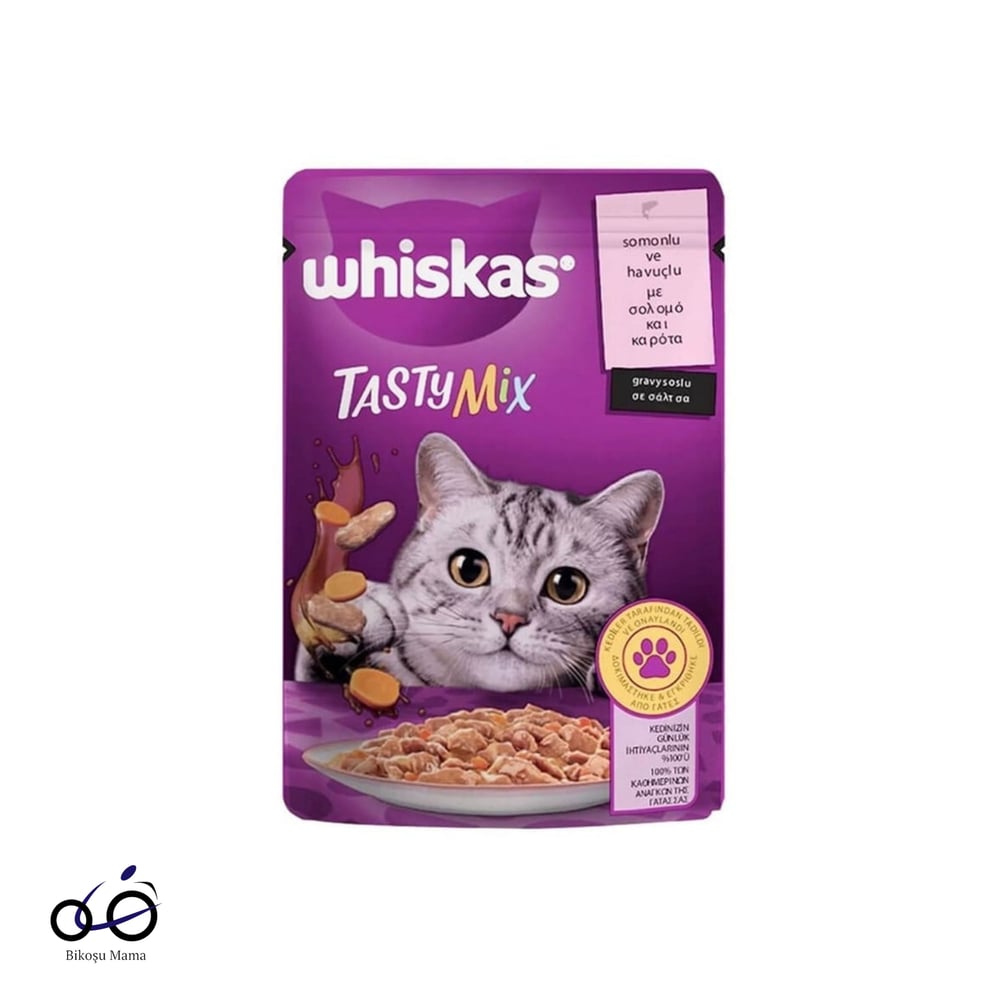 Whiskas Pouch TastyMix Sos İçinde Somonlu ve Havuçlu Yetişkin Kedi Konservesi 85gr