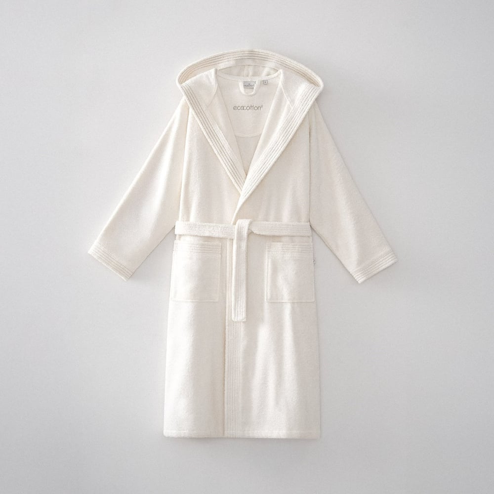 Eco Cotton Ecosoft Yeni Erkek Bornoz Organik Pamuk Krem