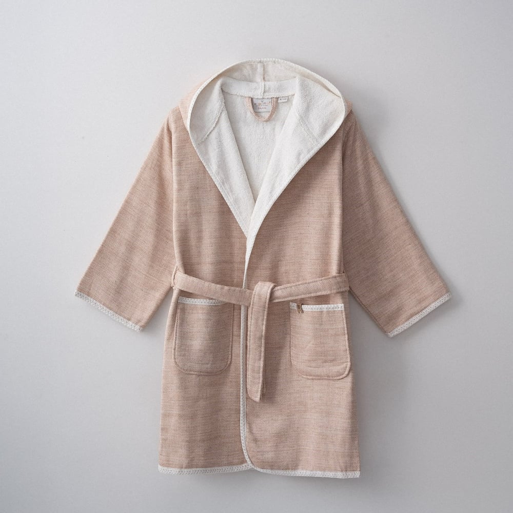 Eco Cotton Hasna Kız Çocuk Bornoz Organik Pamuk Keten Terra