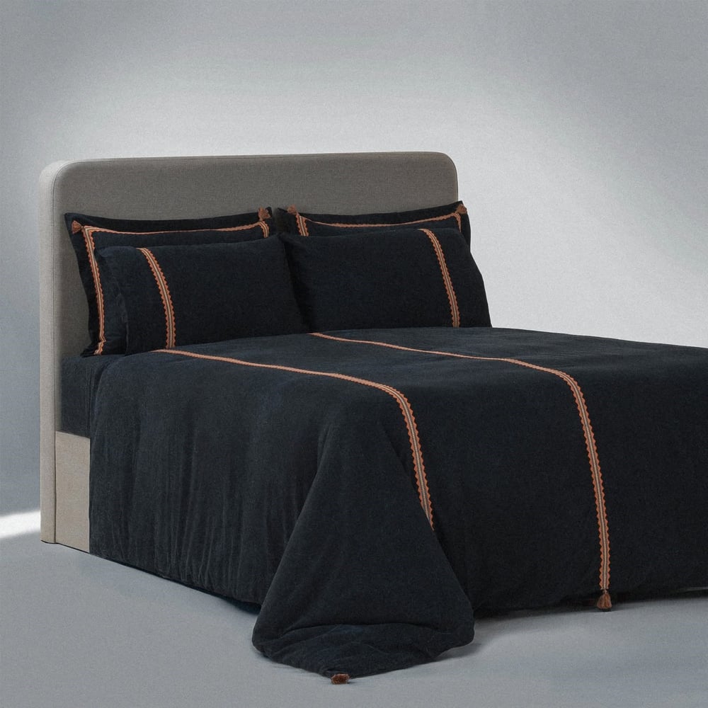 Eco Cotton Hazar Çift Kişilik Nevresim Takımı Organik Pamuk Saten Siyah