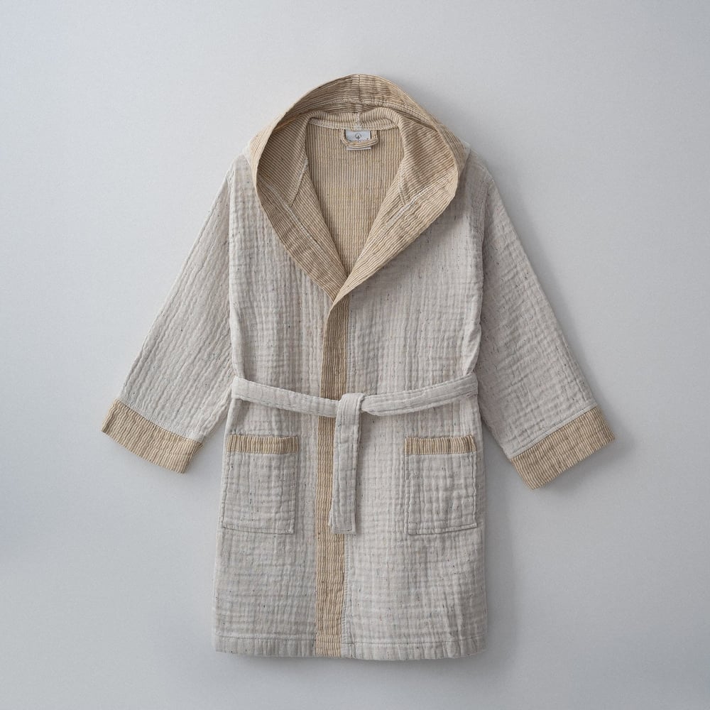 Eco Cotton Melinda Çocuk Bornoz Organik Pamuk Müslin Hardal