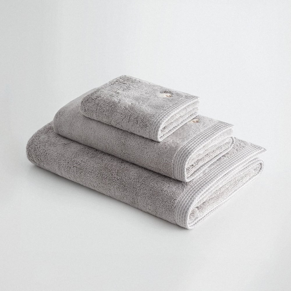 Eco Cotton Pure Cotton 3'lü Havlu Seti Organik Pamuk Kelebek Bordürlü Gri
