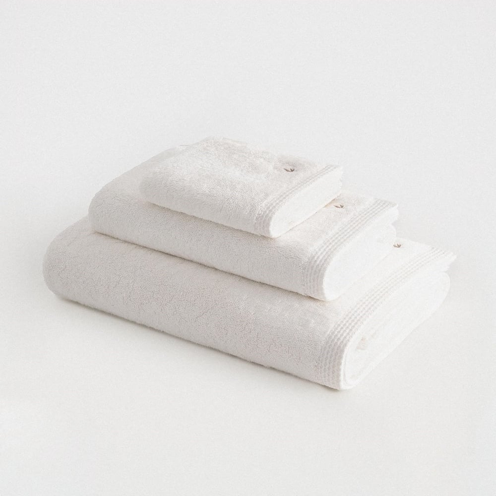 Eco Cotton Pure Cotton 3'lü Havlu Seti Organik Pamuk Kelebek Bordürlü Krem