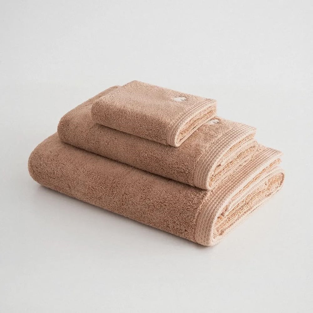 Eco Cotton Pure Cotton 3'lü Havlu Seti Organik Pamuk Kelebek Bordürlü Kahve