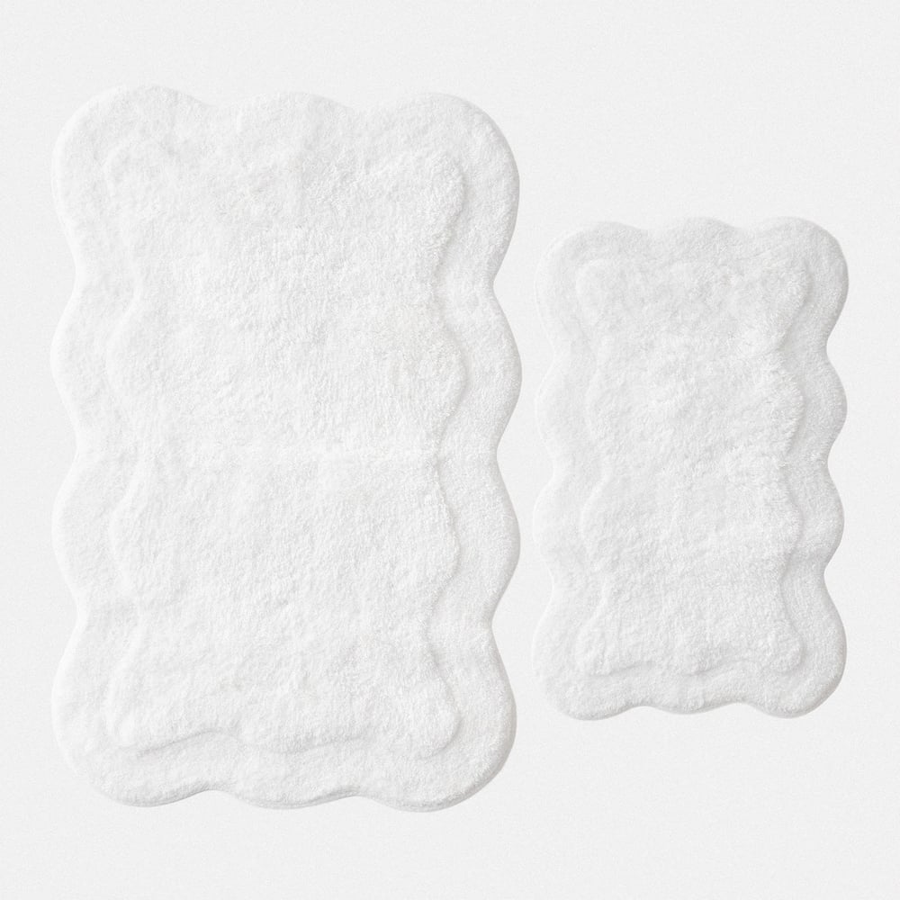 Ecocotton Sara 2'li Banyo Paspas Seti Pamuk Beyaz
