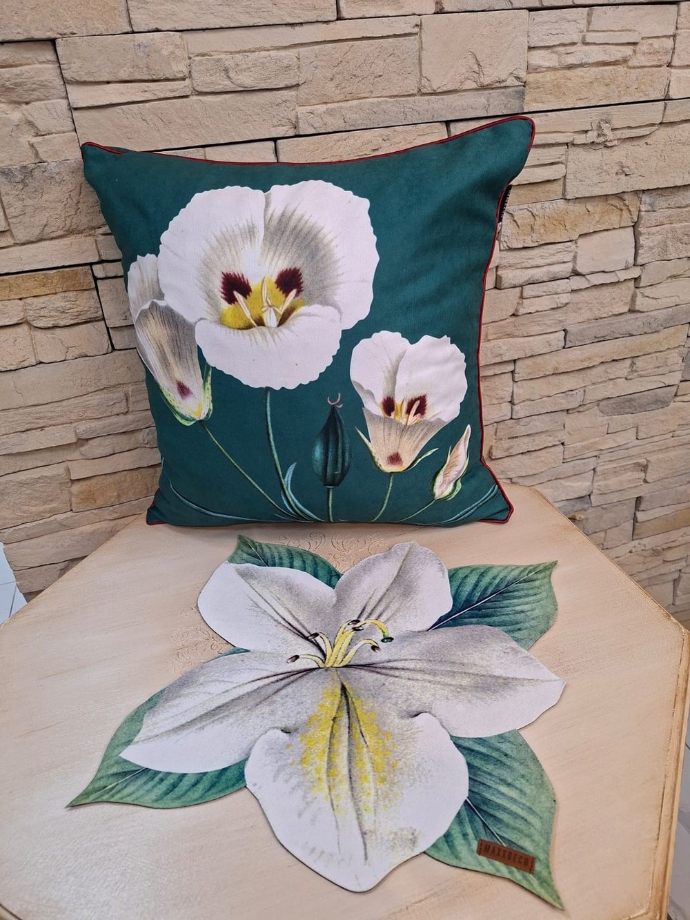 Maxxdeco Yaprak Desenli Kırlent Kılıfı Yeşil