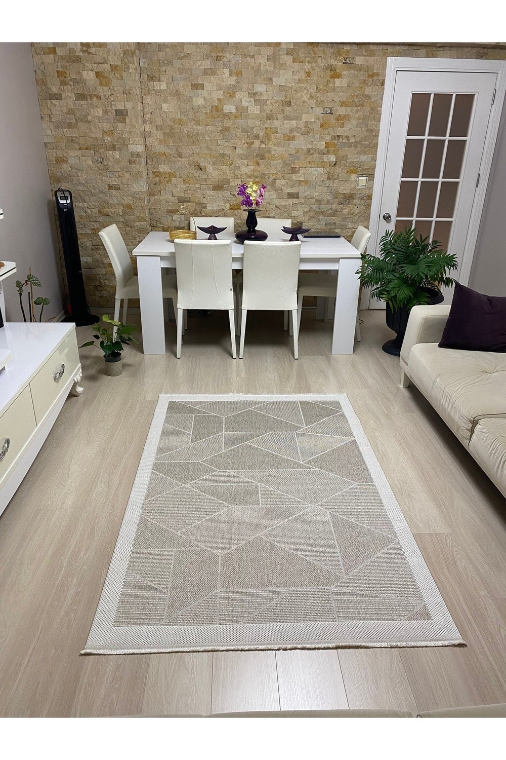 Elit Sisal Kaymaz Taban Makinada Yıkanabilir Bej - Krem Mutfak Koridor Salon Halısı