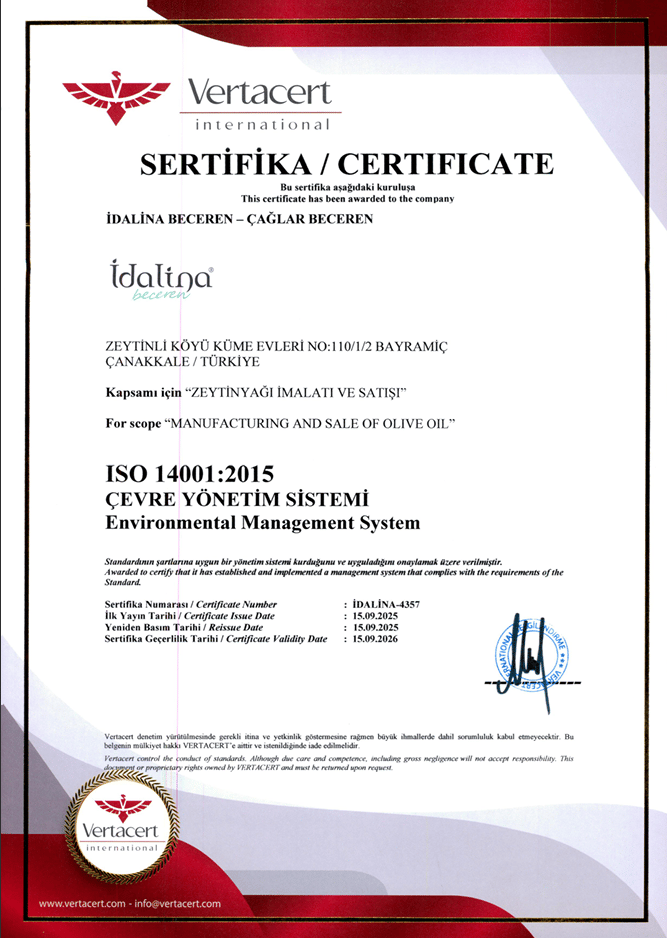 ISO 14001:2015 – Çevre Yönetim Sistemi · Vertacert