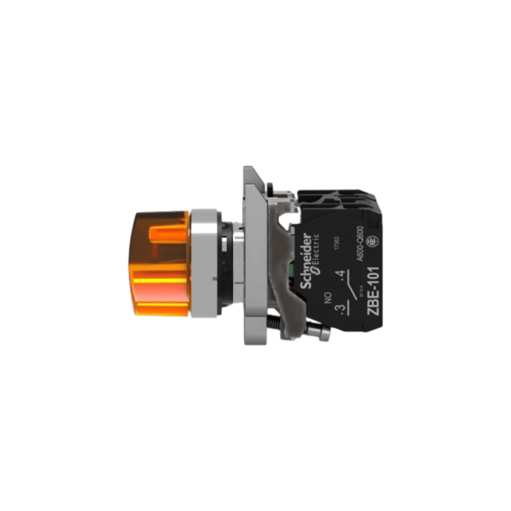 Schneider XB4BK125M5 Işıklı Mandal Buton, Sarı, 1 Na + 1 Nk, 220 Ac/Dc Led, 2 Konum