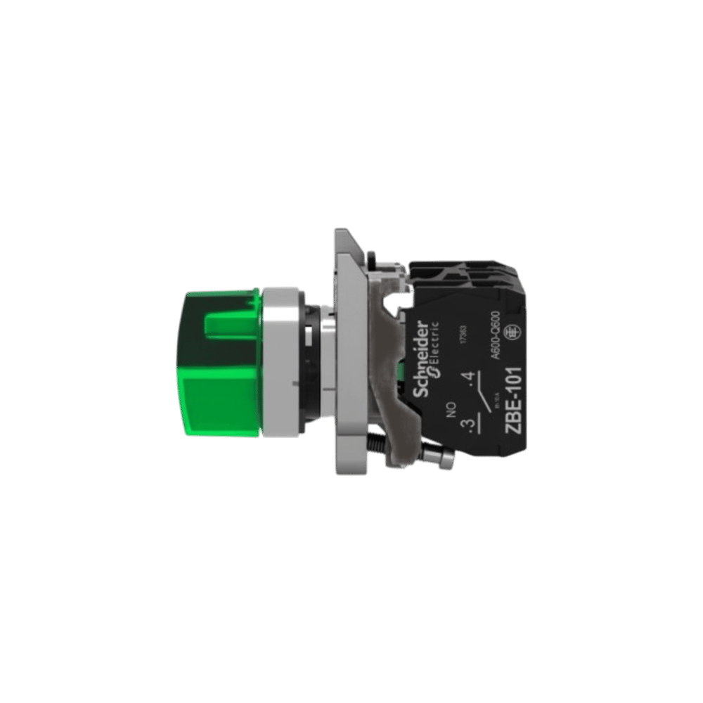 Schneider XB4BK133B5 Işıklı Mandal Buton, Yeşil, 1 Na + 1 Nk, 24 Ac/Dc Led, 3 Konum