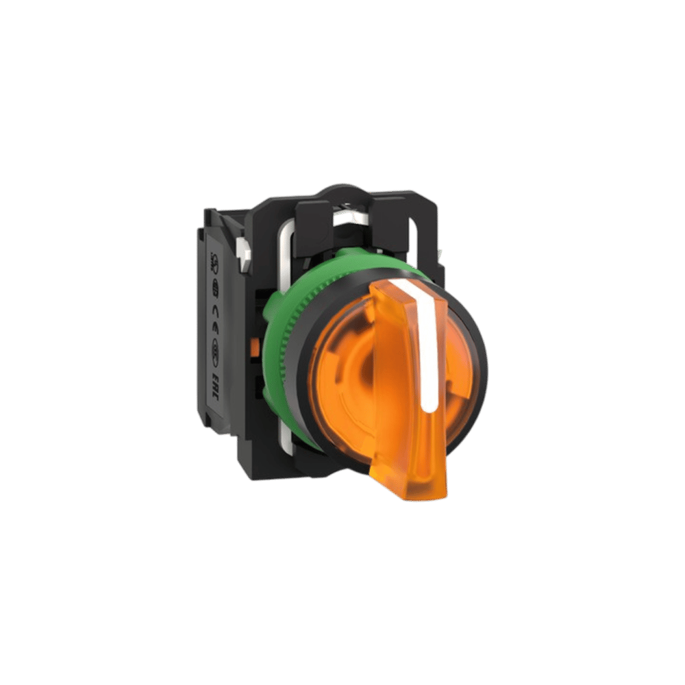 Schneider XB5AK135B5 Işıklı Mandal Buton, Turuncu, 1 Na + 1 Nk, 24 Ac/Dc Led, 3 Konum