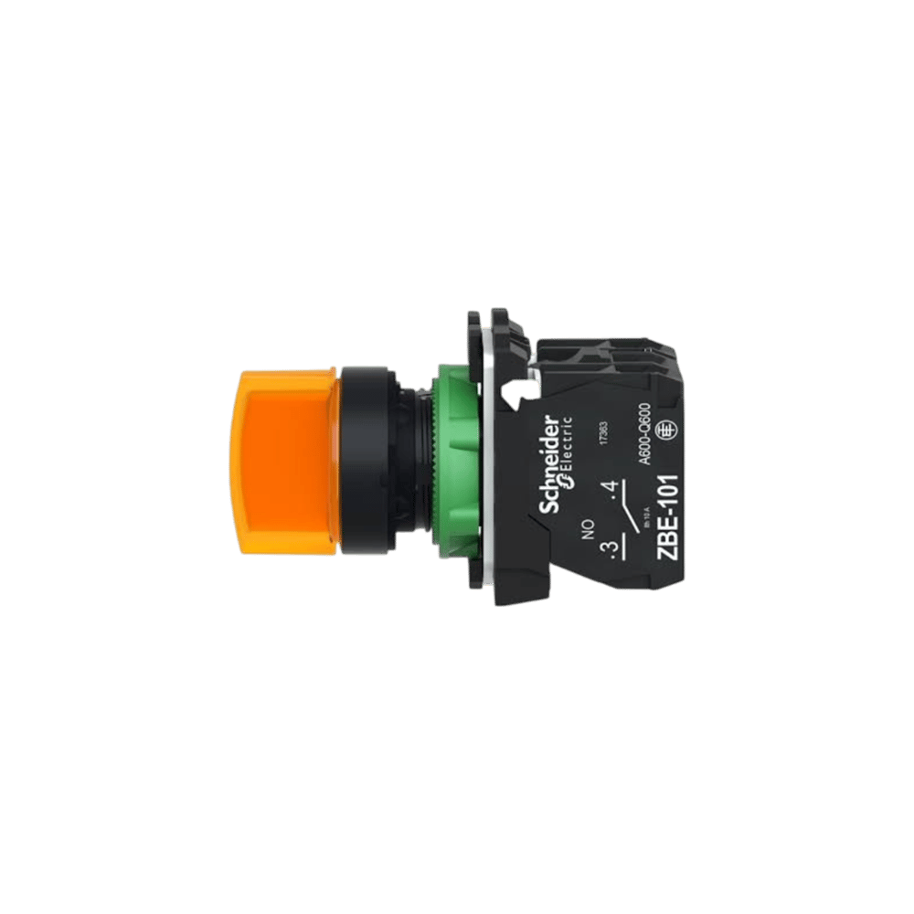 Schneider XB5AK135M5 Işıklı Mandal Buton, Turuncu, 1 Na + 1 Nk, 220 Ac/Dc Led, 3 Konum