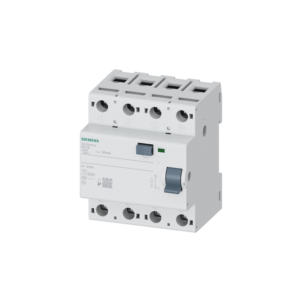 Siemens 5SV3345-6 - 125A 30mA Tip A 4P Kaçak Akım Koruma Rölesi