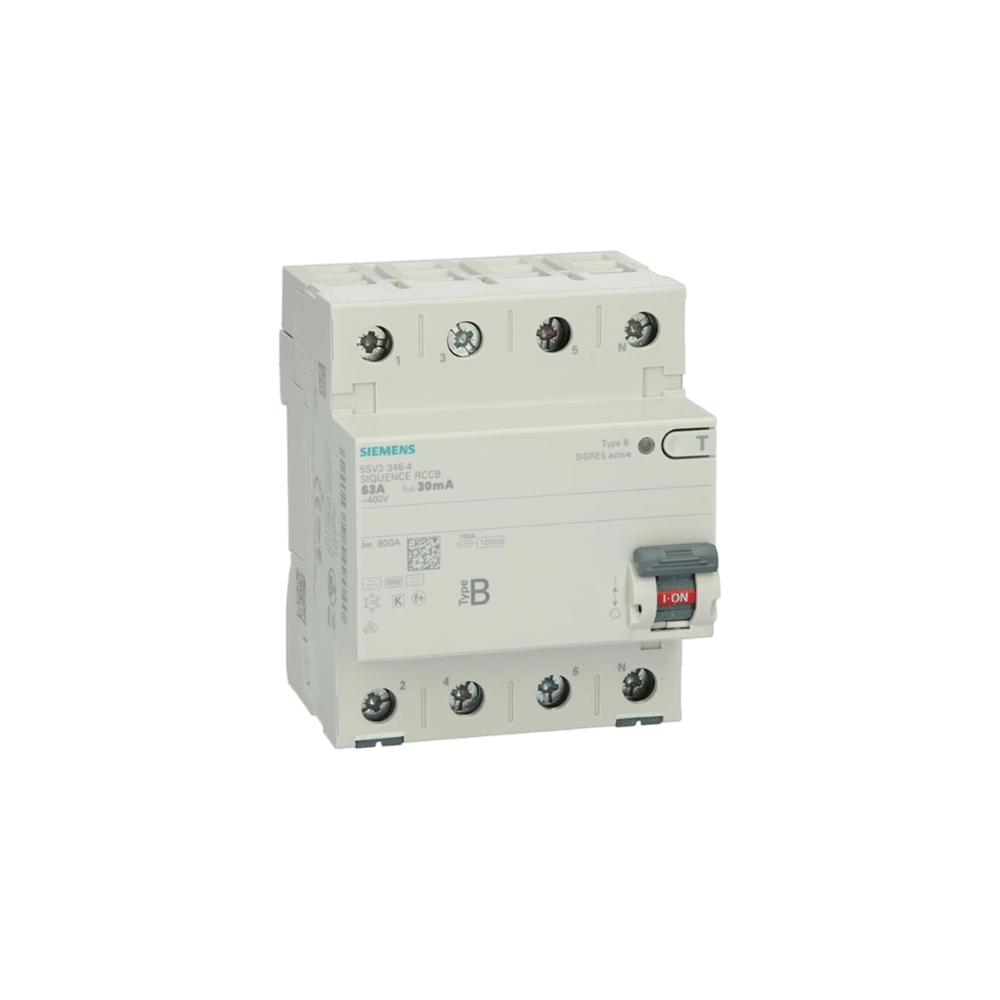 Siemens 5SV3346-4 - 63A 30mA Tip SI 4P Kaçak Akım Koruma Rölesi