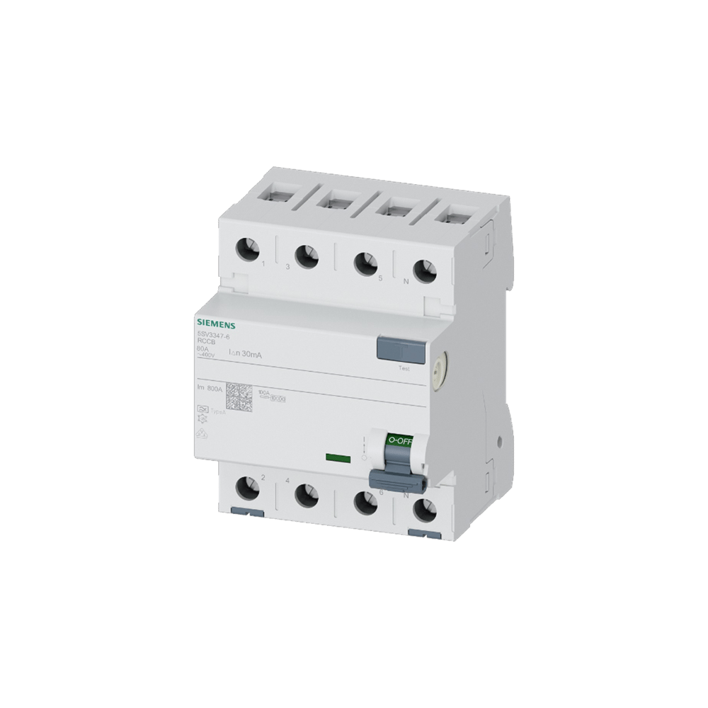 Siemens 5SV3347-6 - 80A 30mA Tip A 4P Kaçak Akım Koruma Rölesi