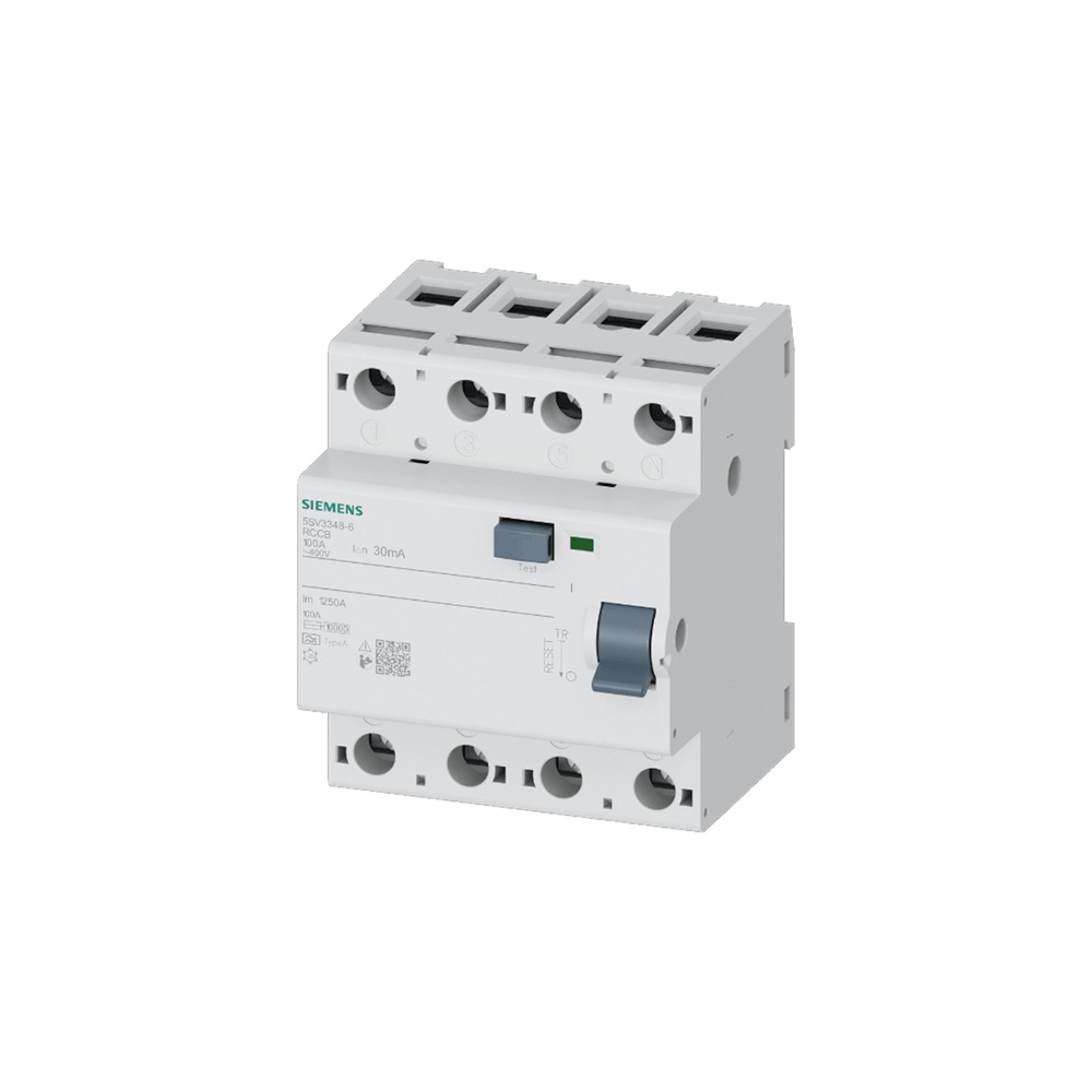 Siemens 5SV3348-6 - 100A 30mA Tip A 4P Kaçak Akım Koruma Rölesi
