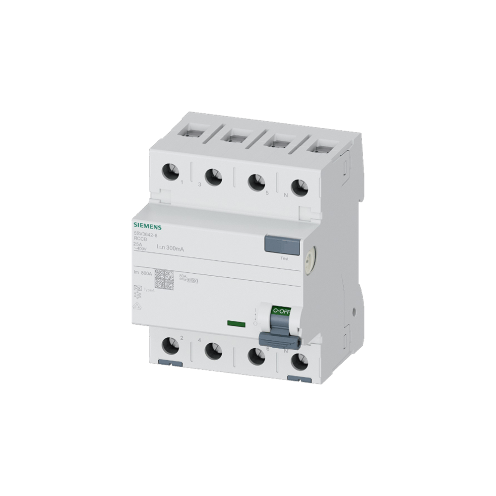 Siemens 5SV3642-6 - 25A 300mA Tip A Selektif 4P Kaçak Akım Koruma Rölesi