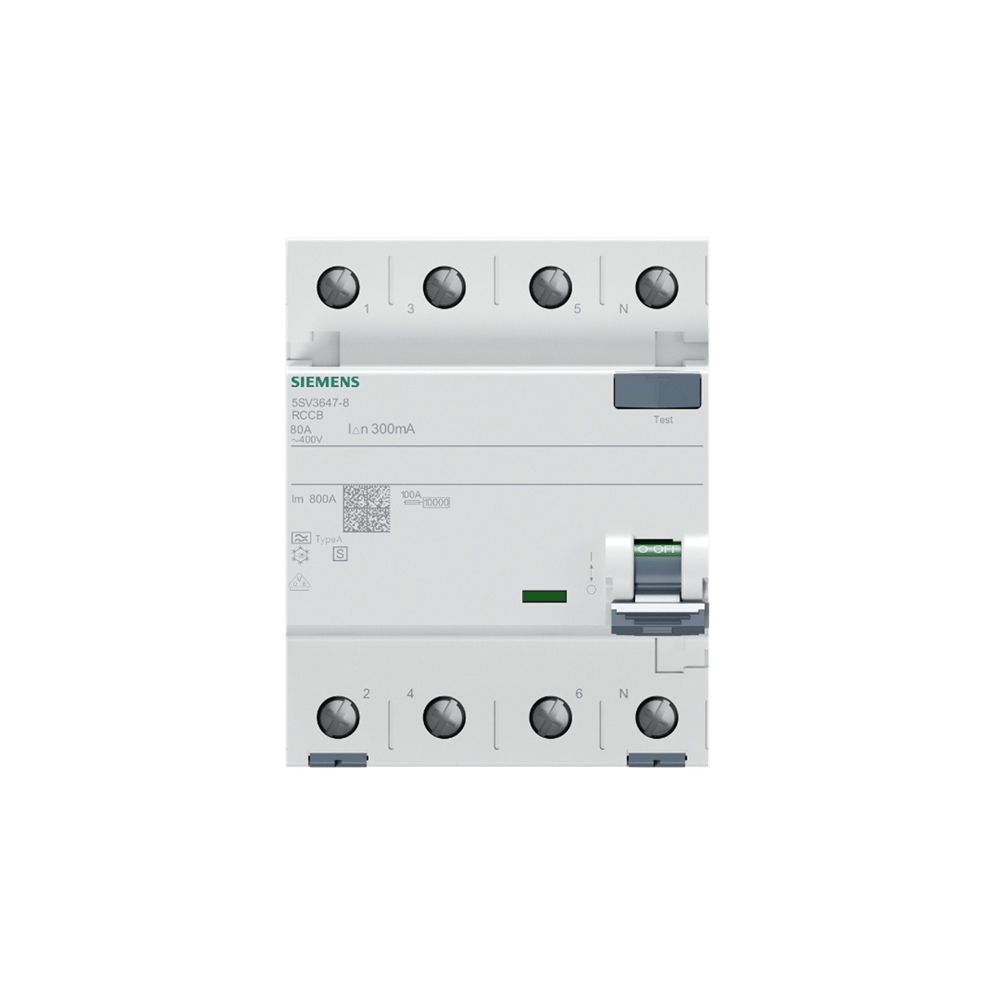 Siemens 5SV3647-8 - 80A 300mA Selektif 4P Kaçak Akım Koruma Rölesi