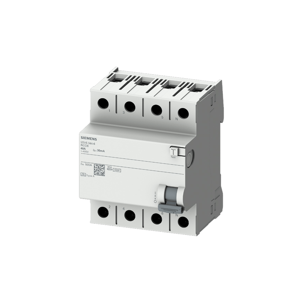 Siemens 5SV5346-6 - 63A 30mA Tip A 4P Kaçak Akım Koruma Rölesi