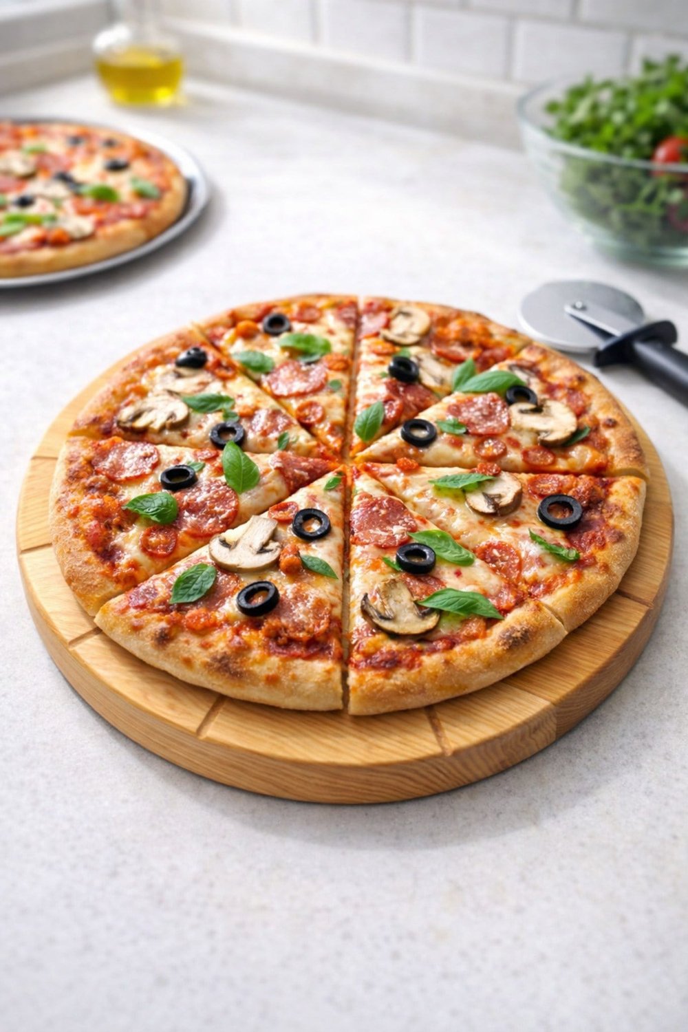 🍕 %100 Doğal Ahşap Pizza Kesme & Servis Tahtası