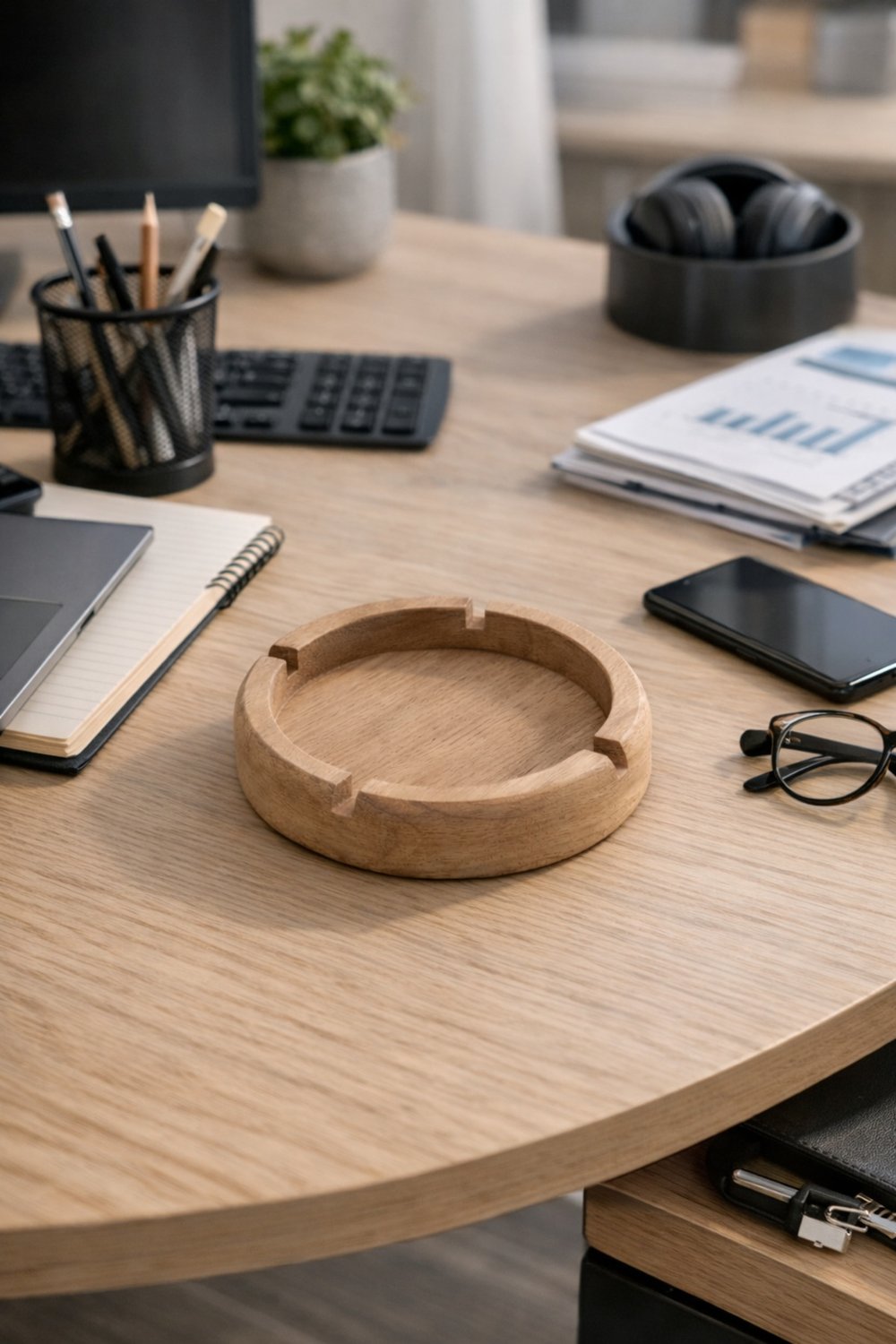 🌿 Doğal Ahşap Masaüstü Küllük – Şık ve Minimal Tasarım