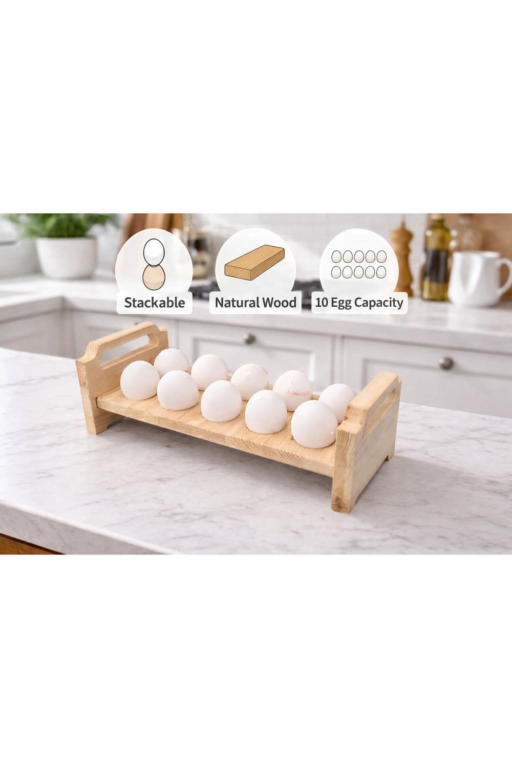 🥚Konsept ÇAM MASİF 10’LU YUMURTALIK – 18 MM KALINLIK 🥚