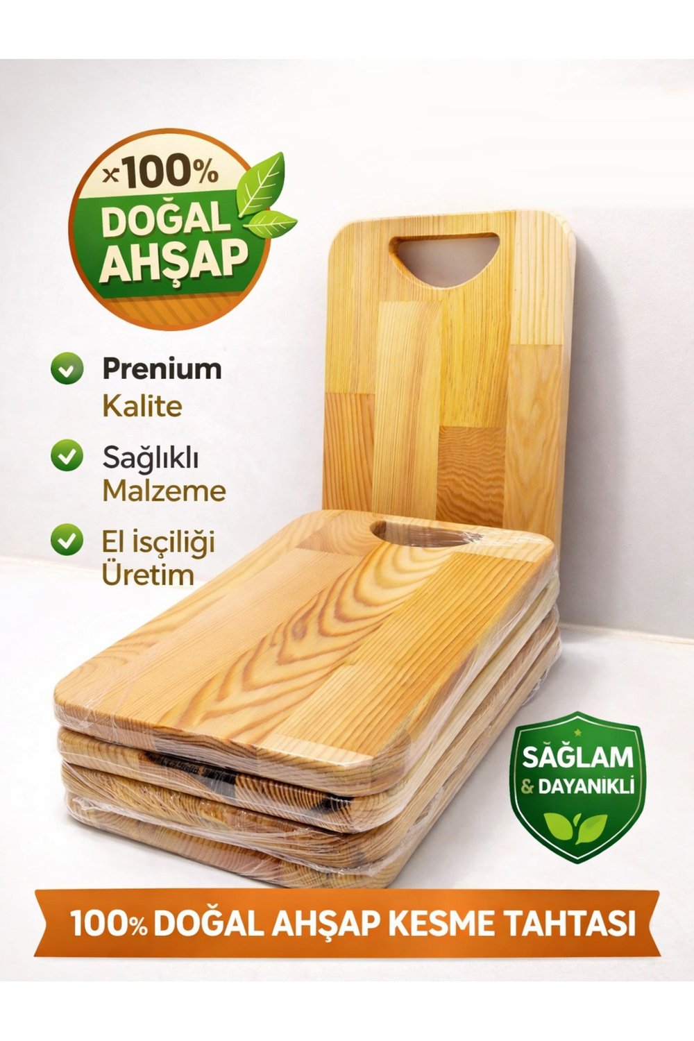 %100 Doğal Ahşap Kesme Tahtası