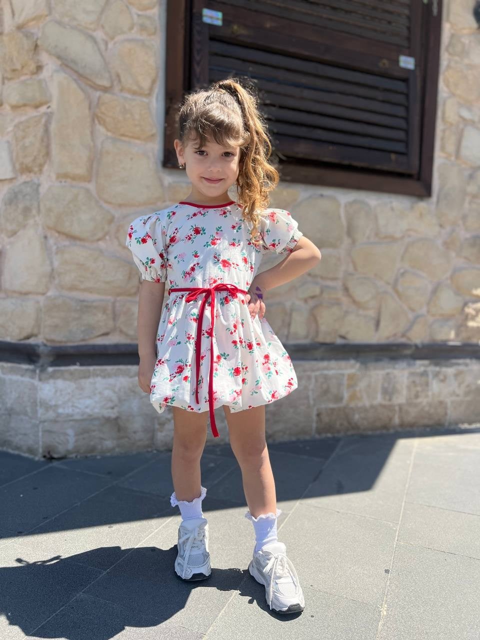 Çiçekli Balon Elbise