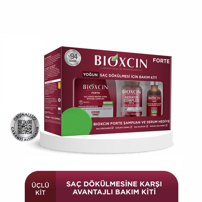 Bioxcin Forte Saç Bakım Kiti 300 ml Şampuan + 50 ml Serum + Keratin Complex 60 Tablet