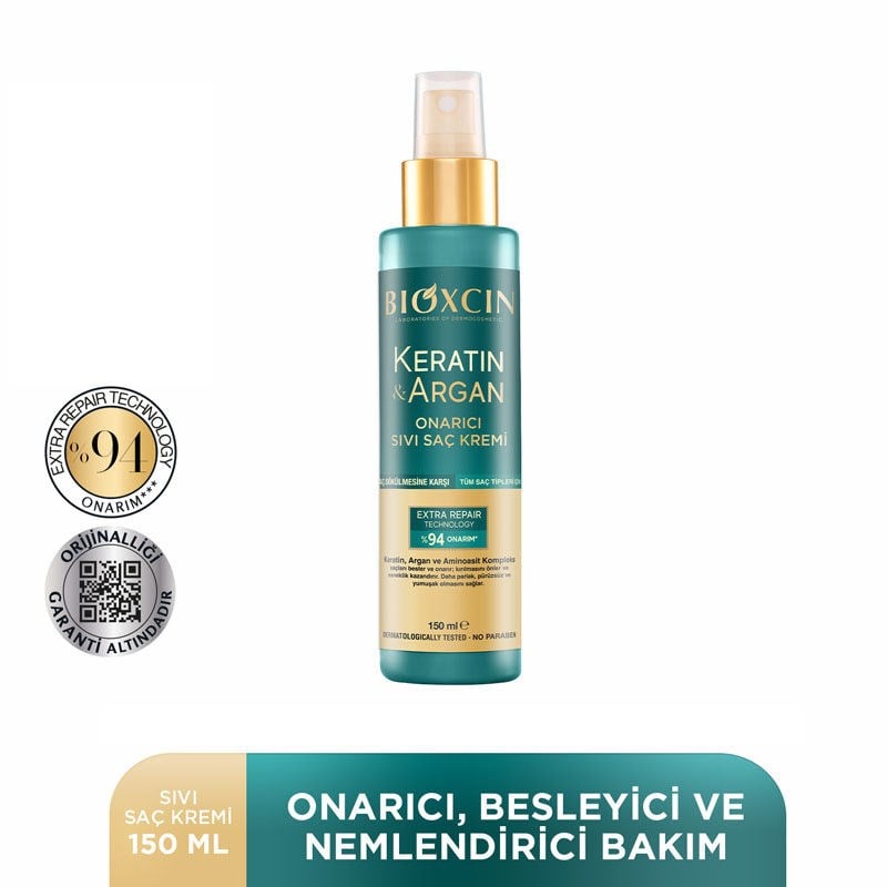 Bioxcin Keratin & Argan Tüm Saç Tipleri İçin Onarıcı Sıvı Saç Bakım Kremi 150 ml