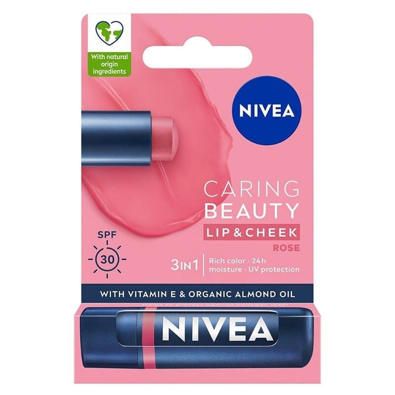 Nivea Lip Stick Caring Beauty Dudak Bakım Kremi Ve Yanak Balmı SPF30+ 4,8 gr