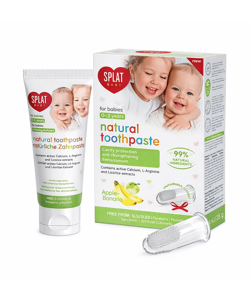 Splat Kids Muz Aromalı 0-3 Yaş Diş Macunu 40 ml + Parmak Diş Fırçası Hediyeli