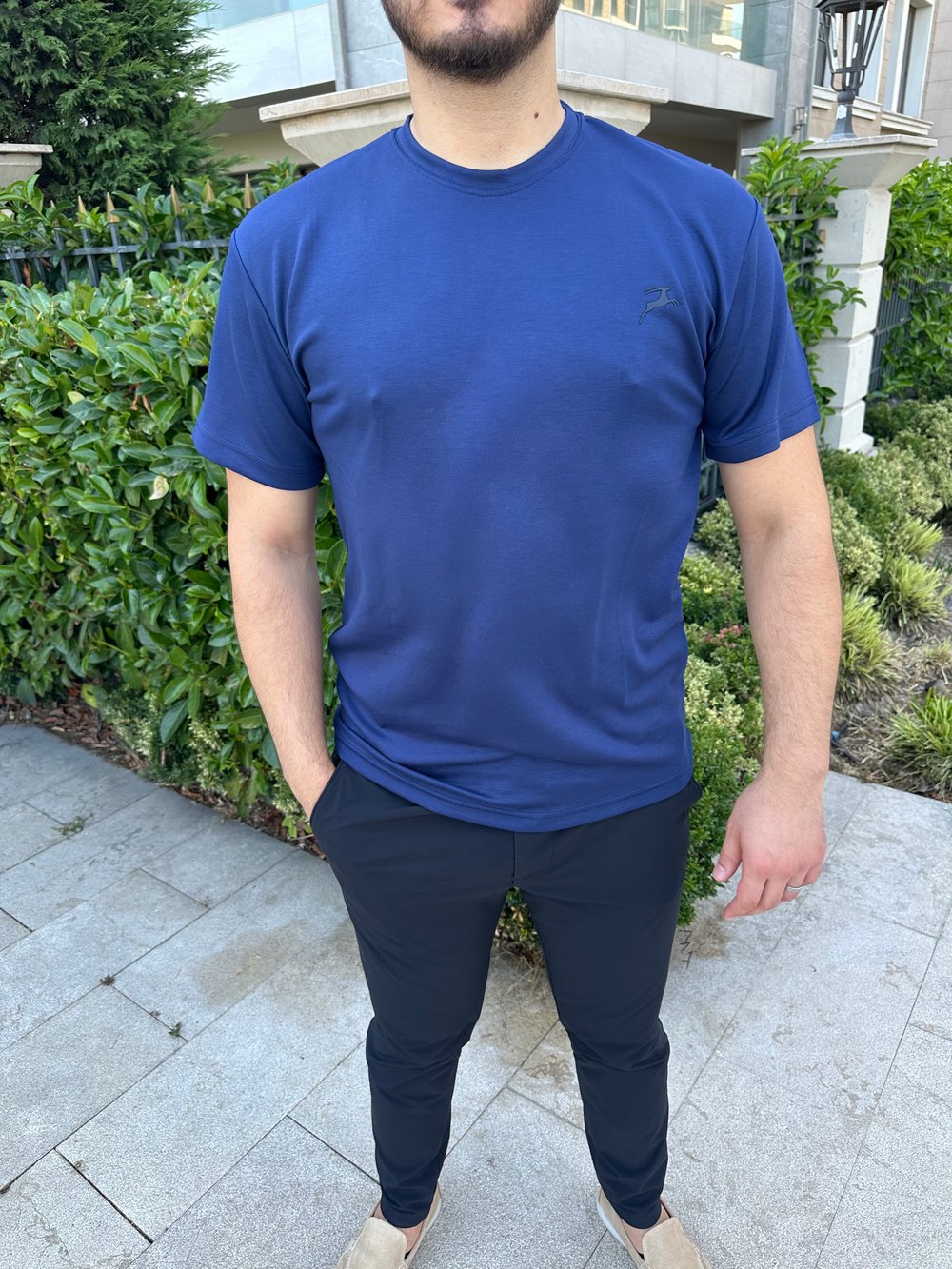 YUMUŞAK DOKULU T-SHIRT | LACİVERT