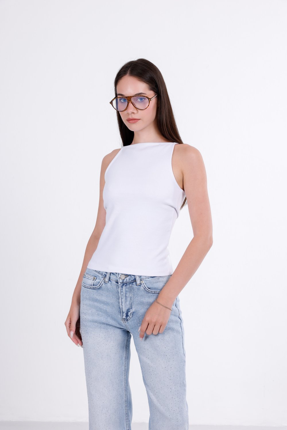 Askılı Halter Yaka Top