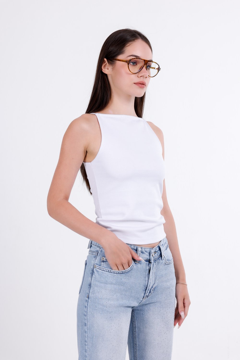 Askılı Halter Yaka Top