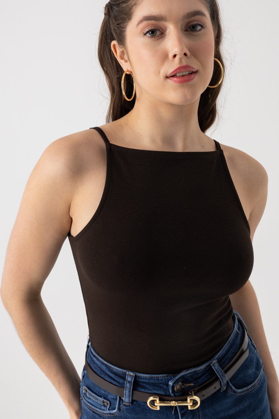 Askılı Halter Yaka Top