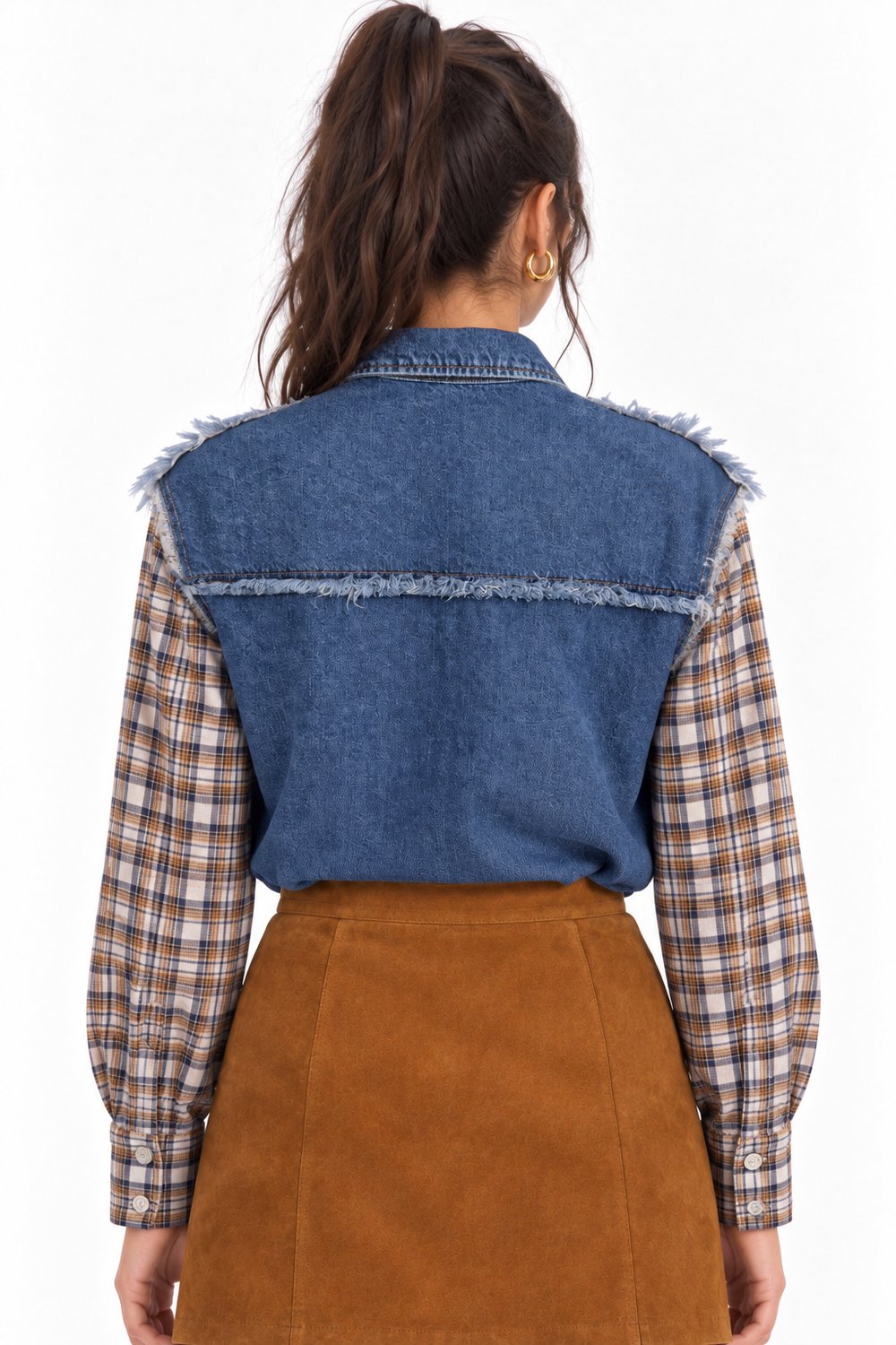 Ekose Kollu Denim Gömlek