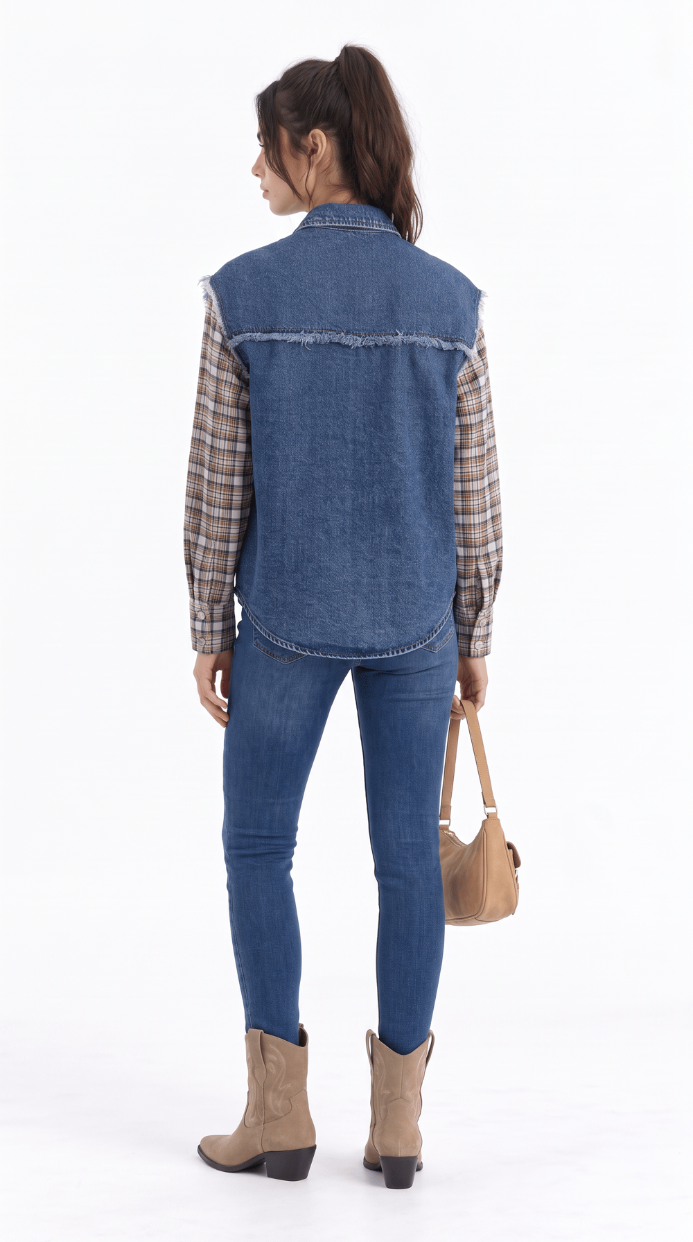 Ekose Kollu Denim Gömlek