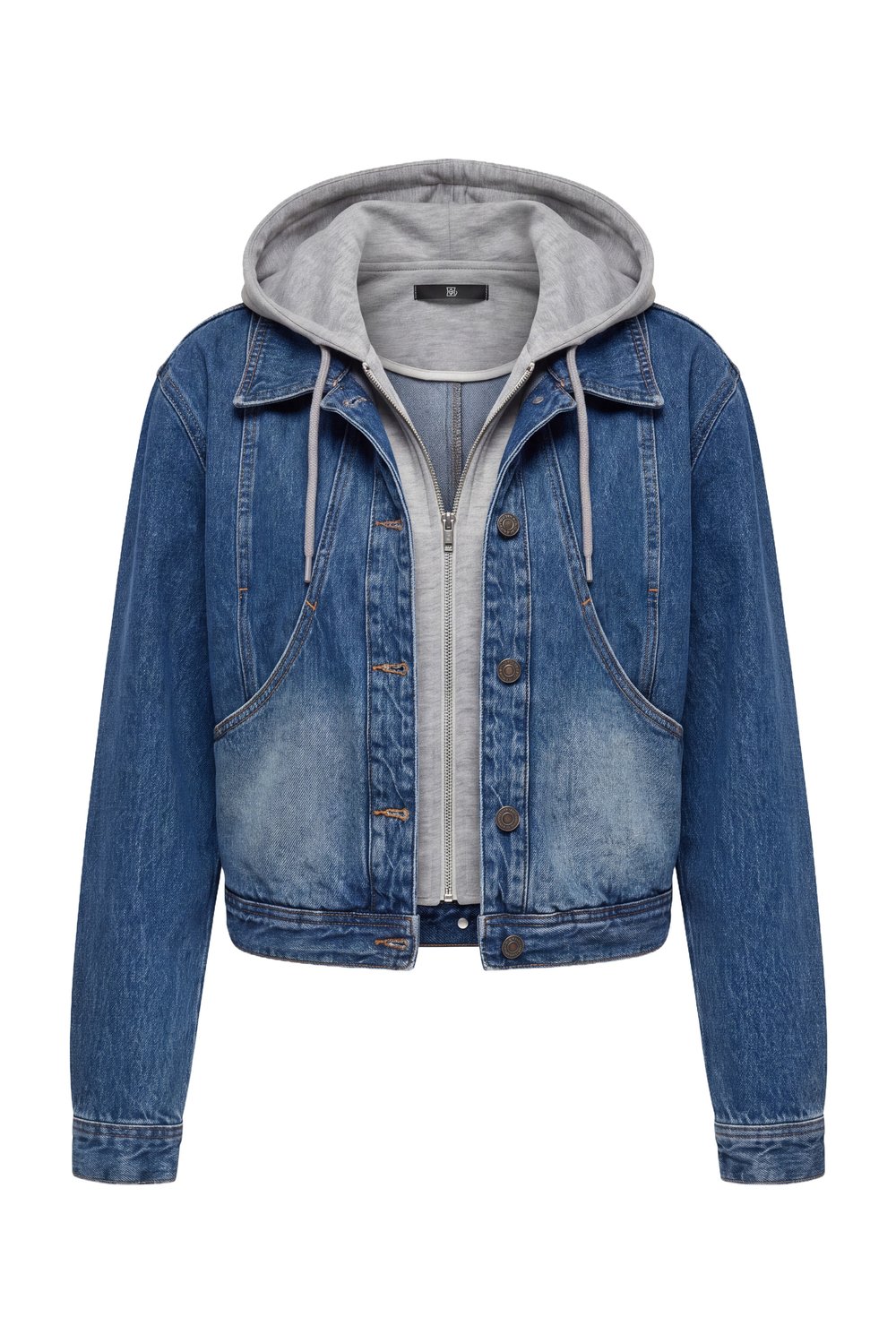 Kapüşonlu Crop Denim Ceket