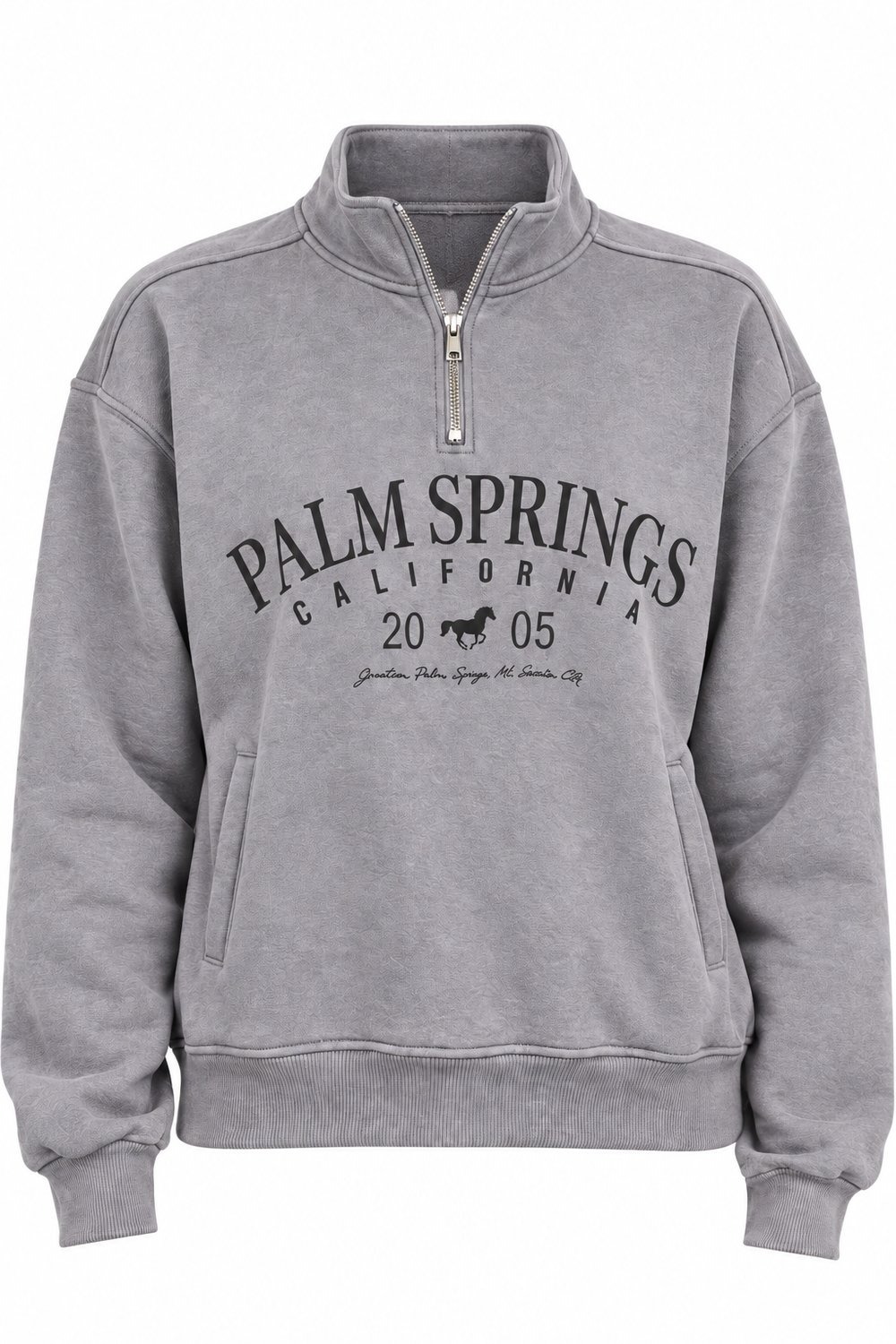 Palm Springs Baskılı Yarım Fermuarlı Sweatshirt