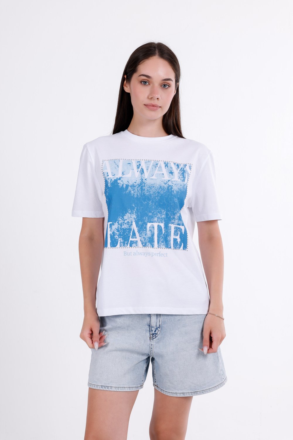Taşlı Baskılı T-Shirt