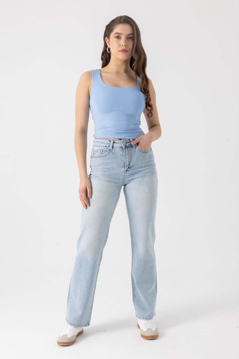 Taşlı Straight Jean