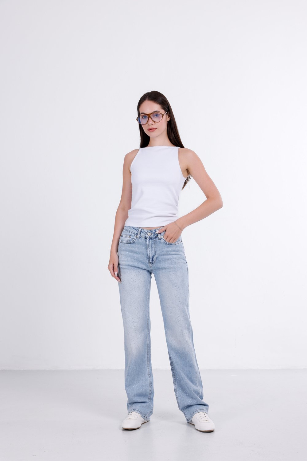 Taşlı Straight Jean