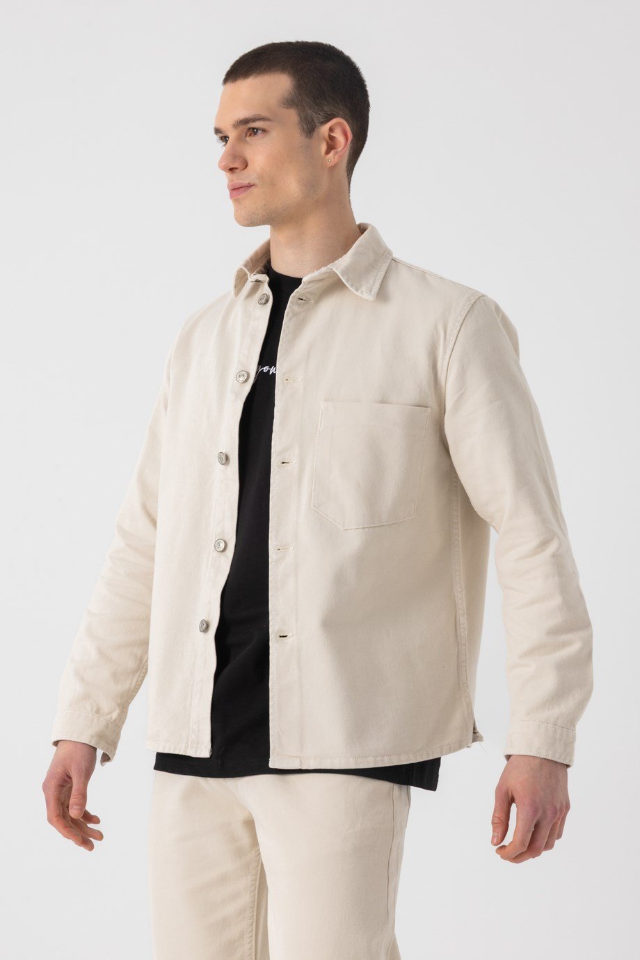 Tek Cep Denim Overshirt Gömlek