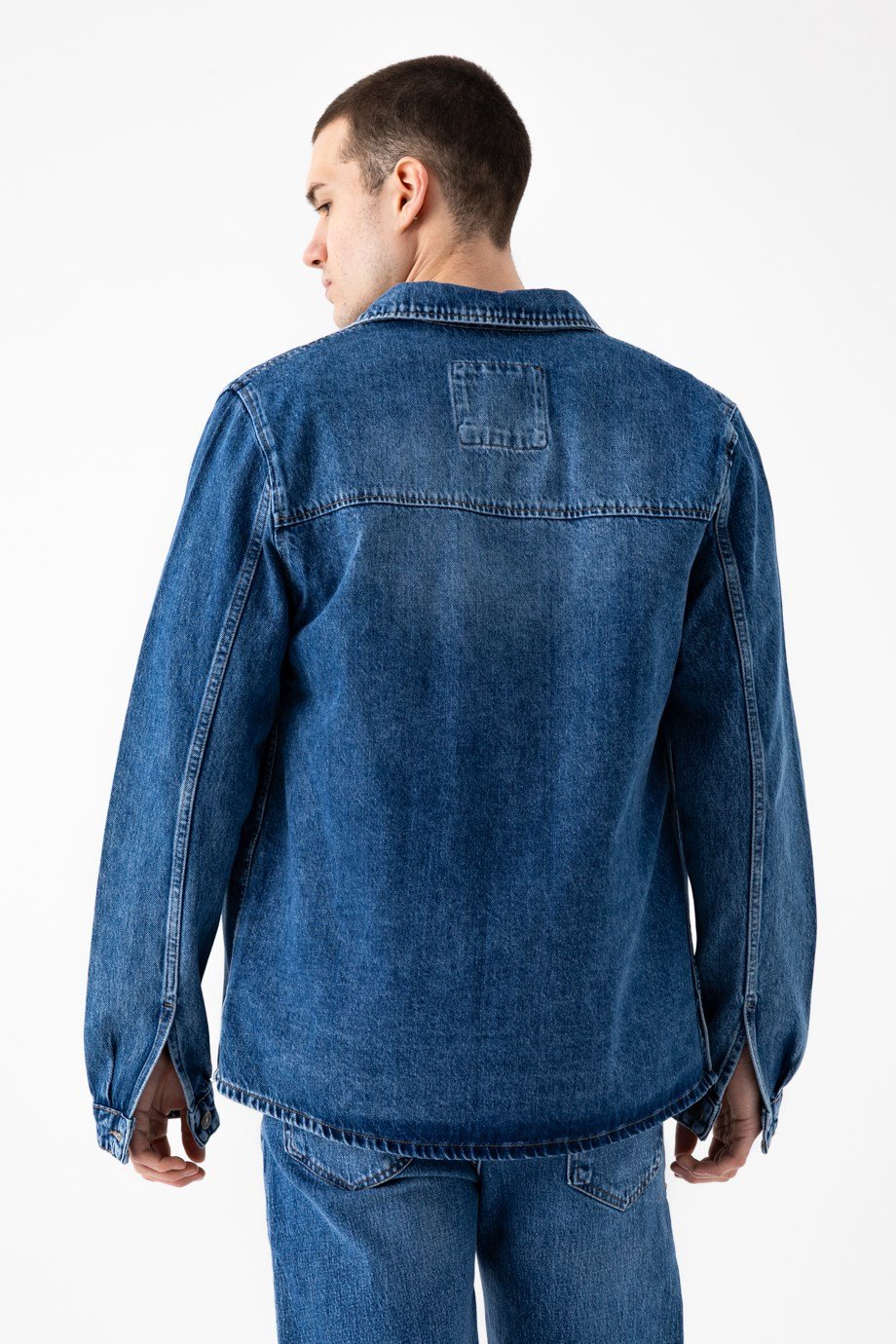 Tek Cep Denim Overshirt Gömlek